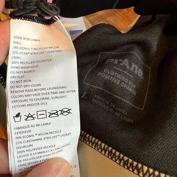 PrAna Womens Baja Bound Adjustable Swim Top LARGE in Black Color Block - Picture 4 of 5